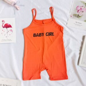 Girls Simple Letter Printed Slip Romper