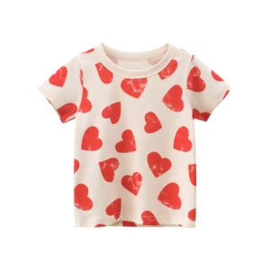 Girls Cute Heart Pattern T-Shirt