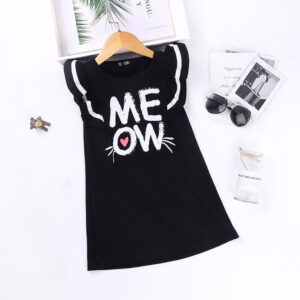 Girls Fashion Stringy Selvedge Design Letter Pattern Dress