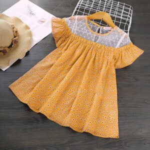 Girls Fashion Mesh Design Floral Dress