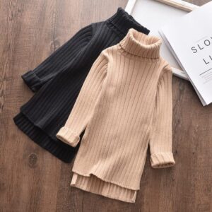 Girls Mid Length Slit Cut Sweater Knitwear
