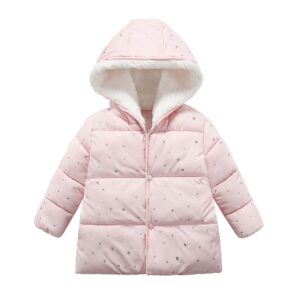 Girls Little Star Pattern Single-breasted Hooded Coat