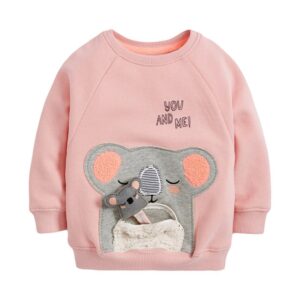 Girls Cartoon Mouse Pattern Long-Sleeved Round Neck Sweatshirt