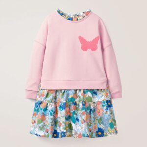 Girls Cute Butterfly Pattern Long Sleeve Dress