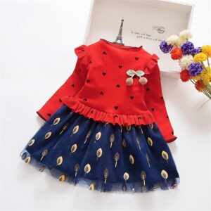 Sweet Girl Baby Kid Long Sleeves Patchwork Tutu Dress