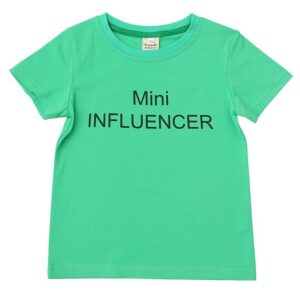Kid Girl Letter Print Green T-Shirt