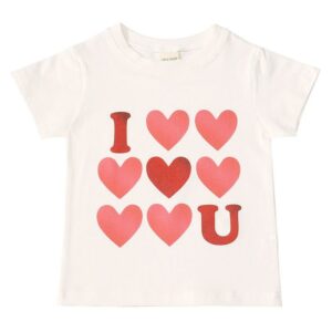 Boy Girl Red Heart Print Short Sleeves T-Shirt