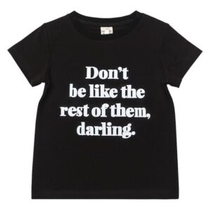 Kid Girl Boy Simple Letter Print Short Sleeves Black Tee