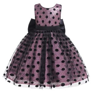 Girl Dot Print Round Neck Bowknot Design Tutu Dress