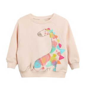 Girl Cotton Multicolor Animals Print Round Neck Sweatshirts