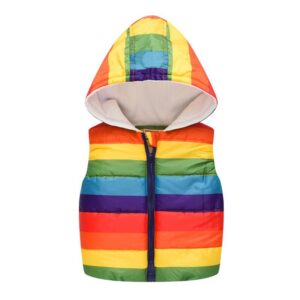 Kids Cartoon Pattern Decor Zipper Hooded Vest Coat