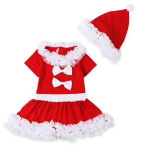 2 Pcs Christmas Set Toddler Kid Girl Lace Design Dress And Hat
