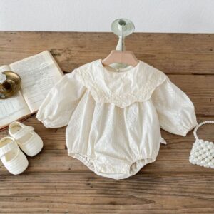Kids Baby Girls Casual Cute Tiny Flower Long Sleeve Peter Pan Collar Romper