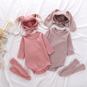 Kids Baby Boys Girls Casual Cute Solid Color Long Sleeve Round Neck Romper