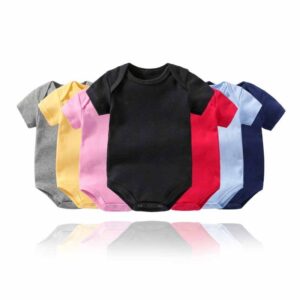 Kids Baby Boys Girls Casual Basic Solid Color Short Sleeve Romper