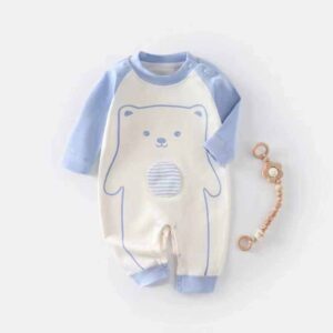 Kids Baby Boys Girls Casual Cute Caron Bear Print Long Sleeve Round Neck Bodysuit