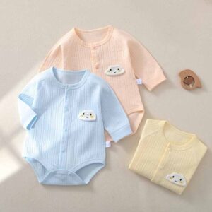 Kids Baby Boys Girls Casual Cute Cartoon Print Long Sleeve Round Neck Romper