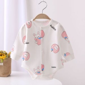 Kids Baby Boys Girls Casual Cute Cartoon Print Long Sleeve Round Neck Romper