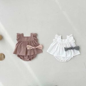 Kids Baby Girls Casual Cute Solid Color Sleeveless Square Neck Top Shorts Set