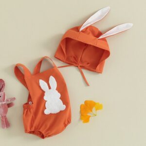 Kids Baby Boys Girls Casual Cute Easter Cartoon Rabbit Pattern Camisole Romper