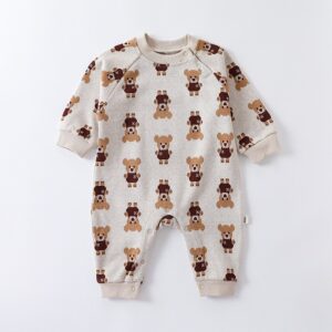 Kids Baby Boys Girls Casual Cute Cartoon Pattern Long Sleeve Round Neck Bodysuit