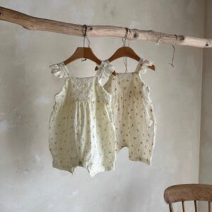 Kids Baby Girls Casual Cute Tiny Flower Print Sleeveless Cami Bodysuit