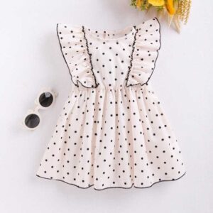 Kids Baby Girls Casual Cute Polka Dot Print Sleeveless Round Neck Dress