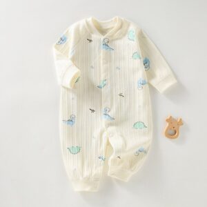 Kids Baby Boys Girls Casual Cute Cartoon Dinosaur Print Long Sleeve Round Neck Bodysuit