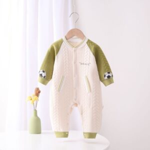 Kids Baby Boys Girls Casual Cute Floral Football Pattern Long Sleeve Round Neck Bodysuit