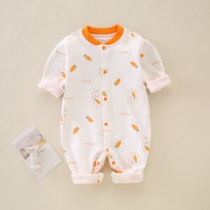 Kids Baby Boys Girls Spring Autumn Easter Casual Cute Cartoon Rabbit Print Long Sleeve Round Neck Bodysuit