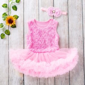 Kids Baby Girls Cute Party Tutu Flower Pattern Sleeveless Round Neck Romper Dress