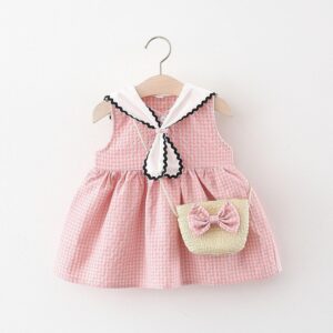 Kids Baby Girls Casual Cute Sweet Plaid Print Sleeveless Round Neck Dress