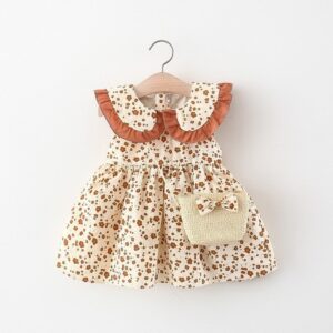 Kids Baby Girls Casual Cute Sweet Tiny Flower Print Sleeveless Round Neck Dress