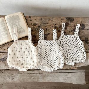 Kids Baby Boys Girls Casual Cute Cartoon Tiny Flower Print Sleeveless Cami Romper