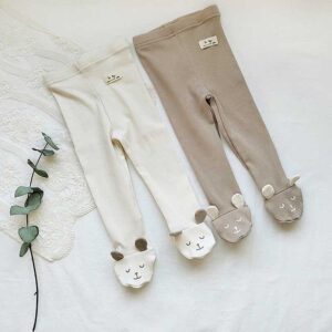 Kids Baby Girls Spring Autumn Leisure Basic All-Match Cartoon Solid Color Leggings Pants