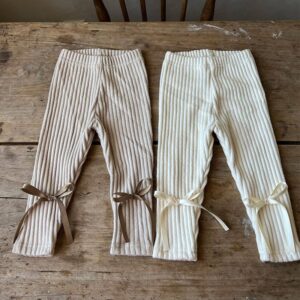 Kids Baby Girls Spring Autumn Casual Basic All-Match Bow Solid Color Stripe Leggings Pants