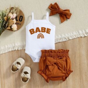 Kids Baby Girls Fashion Casual Cute Letter Print Romper Shorts Set