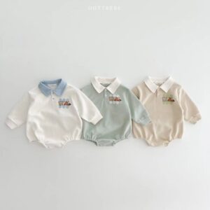 Kids Baby Boys Girls Casual Cute Cartoon Print Long Sleeve Lapel Romper