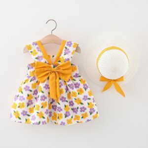 Kids Baby Girls Casual Cute Floral Bow Cami Dress