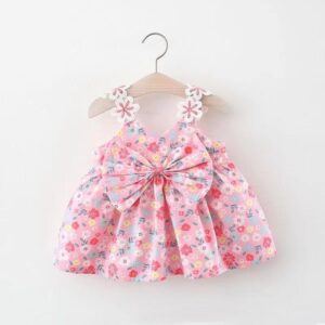 Kids Baby Girls Casual Cute Floral Bow Cami Dress