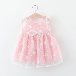 Kids Baby Girls Casual Cute Mesh Floral Bow Cami Dress