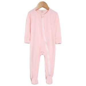 Kids Baby Boys Girls Cute Basic Solid Color Zipper Long Sleeve Round Neck Bodysuit