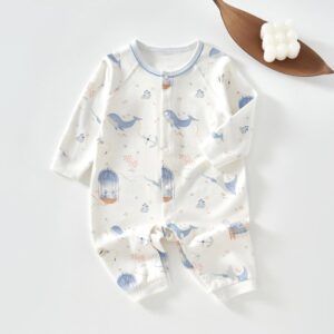 Kids Baby Boys Girls Cute Cartoon Animal Print Long Sleeve Round Neck Bodysuit