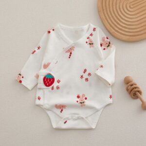 Kids Baby Girls Cute Sweet Cartoon Rabbit Print Long Sleeve Round Neck Romper