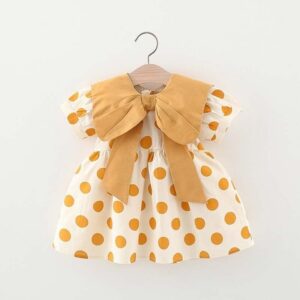Kids Baby Girls Cute Sweet Casual Polka Dot Pattern Short Sleeve Round Neck Dress