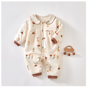 Kids Baby Girls Casual Cute Cartoon Print Long Sleeve Round Neck Romper