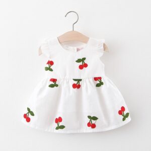 Kids Baby Girls Casual Cute Sweet Fruit Pattern Sleeveless Round Neck Dress