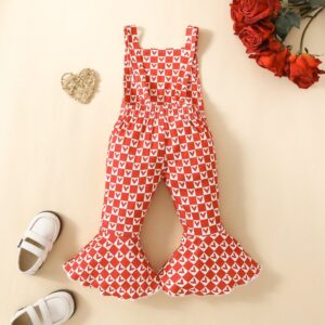 Kids Baby Girls Casual Cute Sweet Heart Play Flare Suspender Pants
