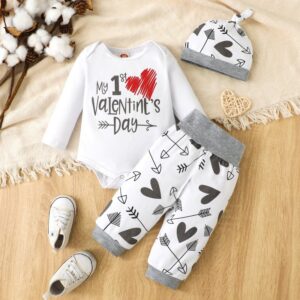 Kids Baby Girls Casual Cute Letter Heart Print Long Sleeve Round Neck Romper Trousers Set