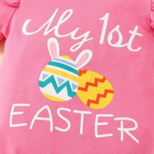 Kids Baby Girls Casual Cute Easter Cartoon Egg Letter Print Short Sleeve Round Neck Romper Skirt Set